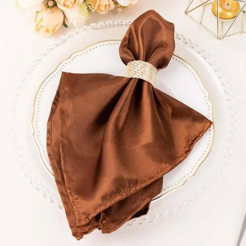 Vista 43 de Efavormart - Servilletas de lino de satén de terracota de 20 x 20 pulgadas para decoración de bodas, cumpleaños, restaurantes, fiestas, 25