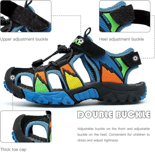 Vista 3 de Littleplum Sandalias para niños con puntera cerrada, sandalias deportivas para niños pequeños, zapatos de verano para niños grandes, caminar