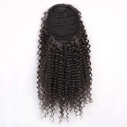 Vista 5 de Vigorous Extensión de Cola de Caballo con Cordón Corta Afro Rizada Crespa Marrón Cola de Caballo para Mujeres Africanas Colas de Caballo Esponjosas
