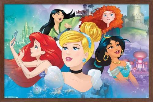 Vista 7 de Trends International Disney Princess - Póster de pared de Gaze, 14.72 x 22.37 pulgadas, versión enmarcada de madera de granero
