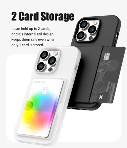Vista 3 de GOOSPERY Rail 2 - Funda para tarjetas compatible con iPhone 14 Pro con dos ranuras para tarjetas, protección ligera y suave, soporte para tarjetas