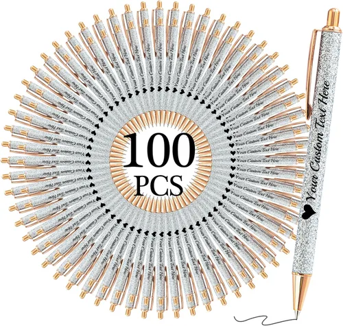 Vista 49 de Bolígrafos con purpurina personalizados con nombre, bolígrafos bonitos y bonitos personalizados, bolígrafos retráctiles de tinta negra, suministros