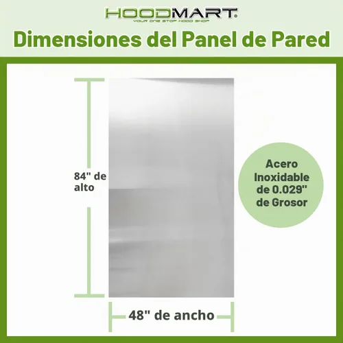 Vista 2 de HOODMART Paneles de Pared Metálicos de 48" x 84" - Lámina de Acero Inoxidable con Tapas Terminales, Protector Contra Salpicaduras Trasero