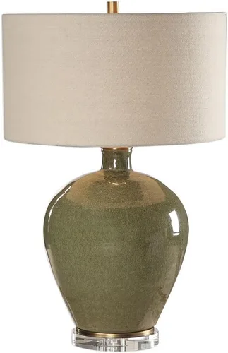 Vista 9 de Uttermost Elva Lámpara de mesa de cerámica esmaltada verde esmeralda