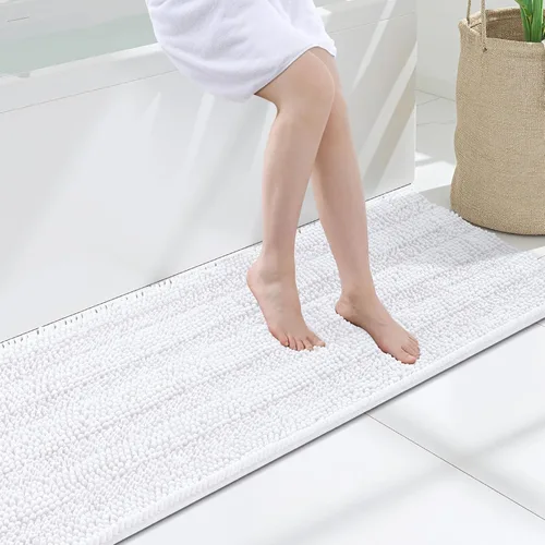 Vista 145 de Grandaily Alfombras de baño de felpilla a rayas de 24 x 16 pulgadas, extra gruesas y suaves, absorbentes, parte trasera de goma, alfombra de ducha