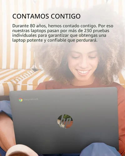 Vista 7 de HP - Laptop Chromebook x360 14a 2 en 1, Intel Pentium Silver N5000, 4 GB RAM, 64 GB eMMC, pantalla HD de 14", Chrome OS, cámara web, micrófonos