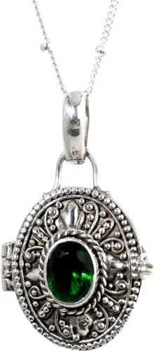 Vista 13 de Colgante de medallón ovalado de Bali de plata esterlina de 20 "collar de cadena JD125