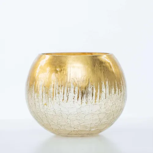 Vista 6 de Efavormart - Florero de cristal agrietado dorado de 4.5 pulgadas, florero de burbujas