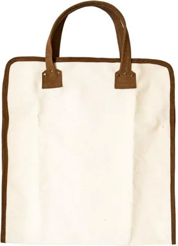 Vista 3 de Hide & Drink, Bolsa de leña de lona duradera con forro de cuero hecho a mano (gamuza Swayze)