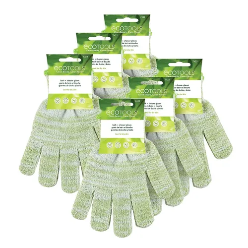 Vista 11 de EcoTools Guantes de baño y ducha de carbón, guantes exfoliantes que eliminan la piel muerta y limpian todo el cuerpo, guantes de baño con carbón