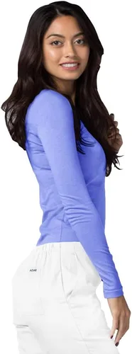 Vista 4 de Adar - Camiseta básica de manga larga para mujer, ideal para usar debajo de ropa quirúrgica, paquete de 3