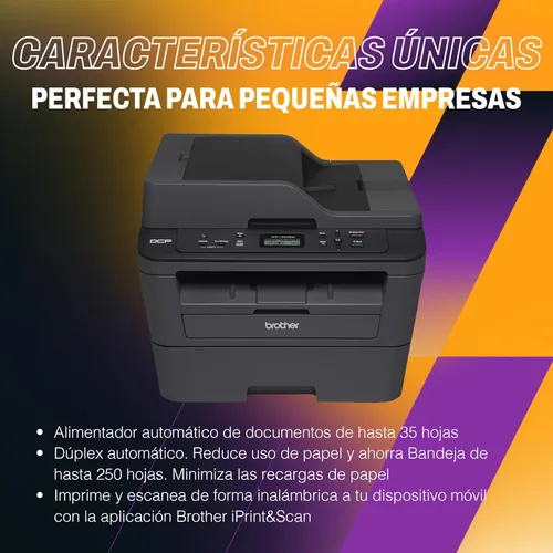 Vista 3 de Impresora láser inalámbrica compacta Brother DCPL2540DW, Negro