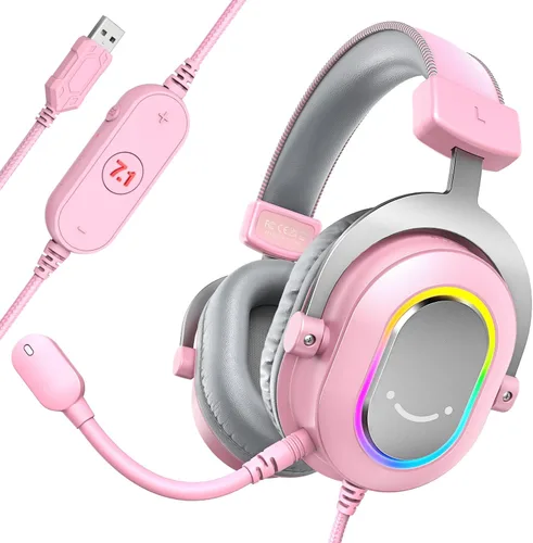 Vista 11 de FIFINE AmplGame H6 - Auriculares para juegos con cable de PC con micrófono, sonido envolvente 7.1, auriculares USB para computadora portátil