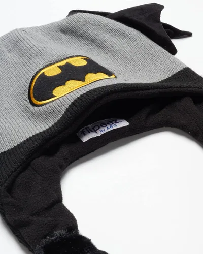 Vista 3 de DC Comics Flipeez - Gorro de invierno de Batman para niños, con forro polar 3D, con solapa para las orejas (Edad 4-7)