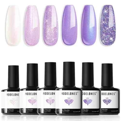 Vista 29 de Modelones - Juego de esmaltes de gel transparente, capa base de gel superior, sin limpieza, 0.5 onzas líquidas Un conjunto claro