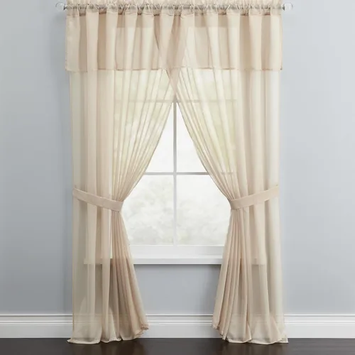 Vista 16 de BrylaneHome BH Studio - Juego de cortinas de gasa transparente de 5 piezas, 60 pulgadas de ancho y 63 pulgadas de largo, hojas de otoño