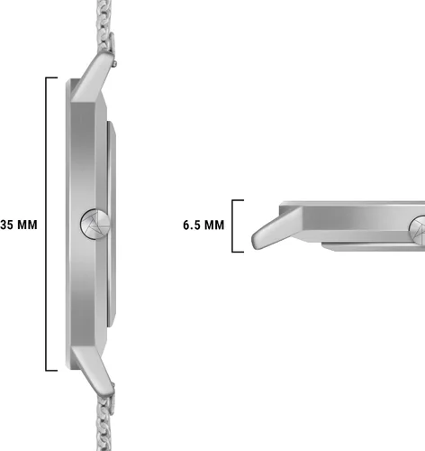 Vista 3 de Larsen & Eriksen Skala Reloj de pulsera analógico minimalista de cuarzo 1.378in Resistencia al agua 5 ATM Diseño danés Montado a mano Plata