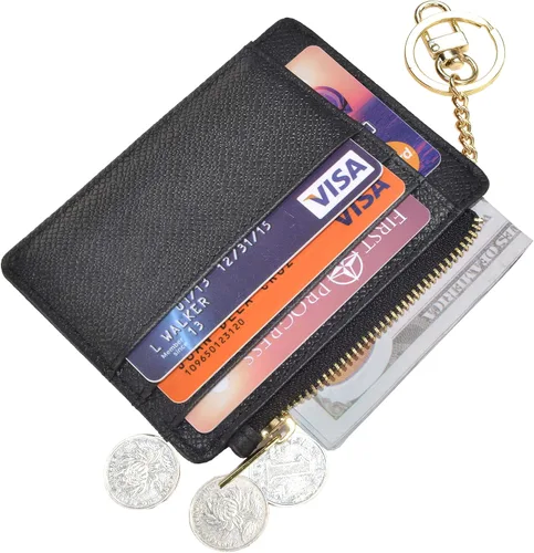 Vista 2 de Monedero delgado con bloqueo RFID, con bolsillo frontal para monedas, tarjetero, para mujer