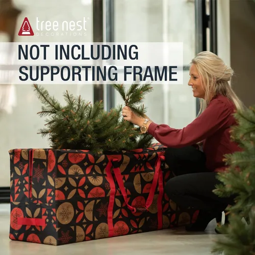 Vista 2 de Tree Nest Oxford Bolsa de almacenamiento para árbol de Navidad, 7.5 pies, con ruedas, impermeable, rectangular, elegante, cierre de cremallera