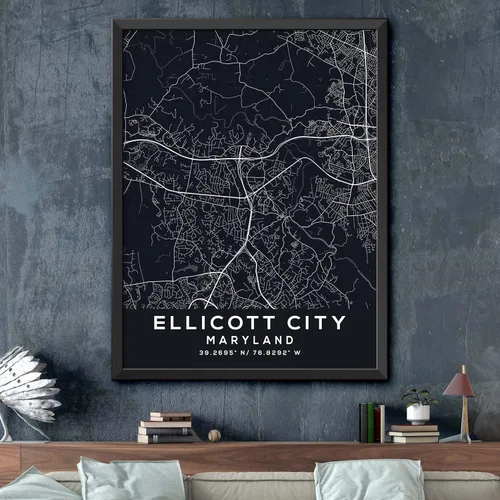 Vista 2 de Map of Ellicott City, Maryland, Evening (8x10)