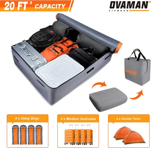 Vista 6 de Bolsa de carga para techo de automóvil – 20 pies cúbicos, impermeable, resistente, bolsa para techo 900D para todos los vehículos SUV con/sin