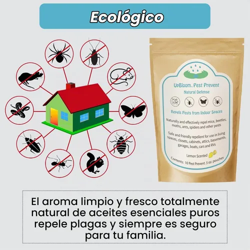 Vista 8 de UpBloom - Repelentes totalmente naturales para proteger el hogar y el garaje contra ratones, arañas, cucarachas e insectos, 10 bolsas para control