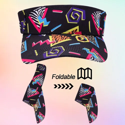 Vista 7 de Paquete de 2 riñoneras de los años 80 y 90 con visera para el sol, riñonera, traje retro de los años 80 y 90, accesorios de moda para hombres y Negro