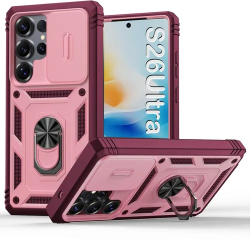 Vista 163 de PASNEW Funda militar para iPhone 13 Pro Max, cubierta de cámara deslizante y soporte de anillo de metal de 360°, carcasa rígida multicapa resistente