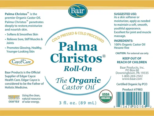 Vista 9 de Palma Christos Roll-On, aceite de ricino orgánico 3 oz