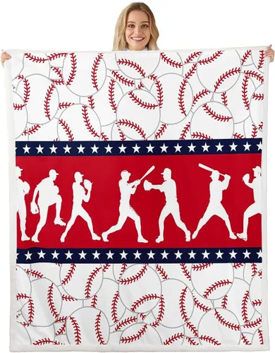 Vista 22 de Feelyou Football Throw Blanket Basketball Sports Soft Fleece Sherpa Cozy Fuzzy Plush Warm Soccer Ball Game Fuzzy Plush Throw Black Baseball Gaming