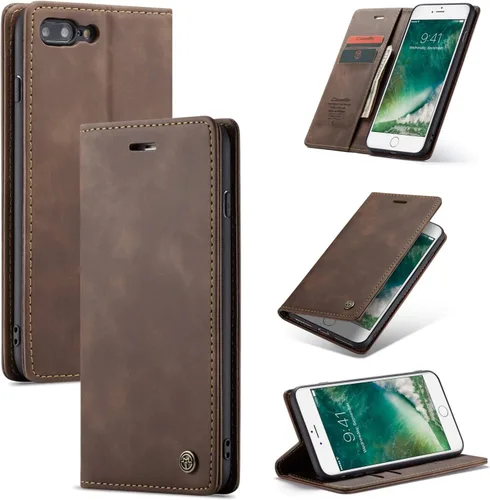 Vista 11 de SINIANL Funda para iPhone 7/8 Plus, Funda de cuero tipo billetera con tarjetero Cierre magnético Kickstand a prueba de golpes Fundas protectoras