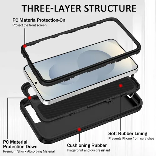 Vista 6 de Funda para Samsung Galaxy S25 Plus/S24 Plus [a prueba de golpes] [3 capas] [grado militar] protección de cuerpo completo, resistente y resistente