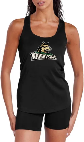 Vista 513 de Camiseta deportiva sin mangas oficial de NCAA Collegiate para mujer, con espalda cruzada, colección con logotipo primario