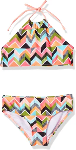 Vista 14 de Kanu Surf Mahina bikini halter de 2 piezas para niñas, traje de baño para playa mahina azul