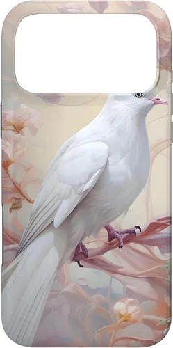 Vista 22 de Funda para iPhone 12 Pro Max Dove of Peace White Dove Pink Floral
