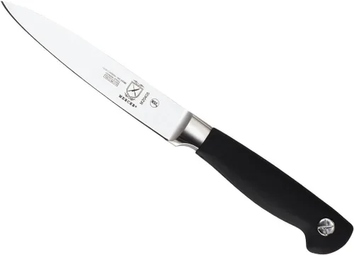 Vista 31 de Cuchillo para carne forjado Mercer Culinary Genesis de 10 pulgadas, Cuchillo rígido, forjado para deshuesar, 15,24 cm, 6", Acero/negro