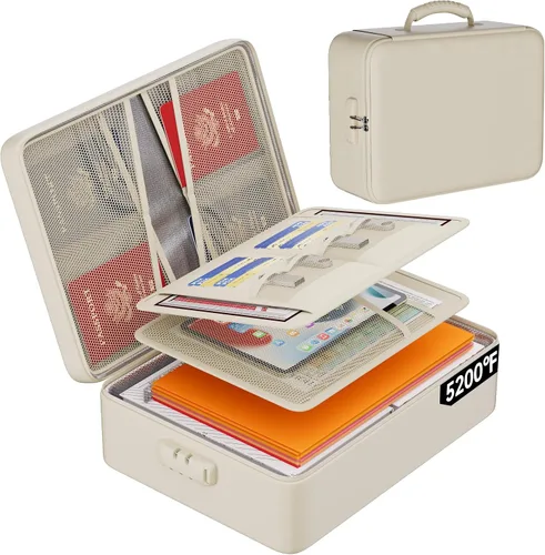 Vista 9 de DocSafe - Bolsa de documentos con cerradura, funda de almacenamiento de archivos de 3 capas ignífuga con cierre resistente al agua, bolsa