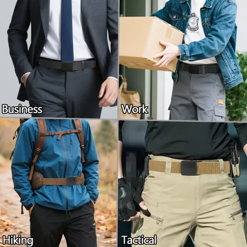 Vista 7 de WYuZe Paquete de 5 cinturones militares de nailon de 1.25 pulgadas para hombre, sin metal, ligero, ajustable, para trabajo, casual, TSA y viajes
