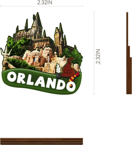 Vista 3 de Imán de madera de Orlando de Estados Unidos 3D para nevera, recuerdos coleccionables, decoración hecha a mano, manualidades 2
