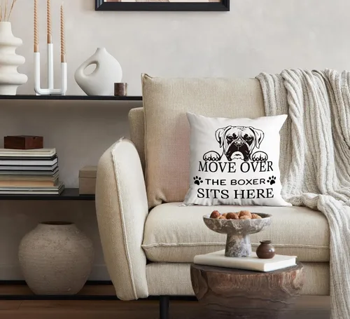Vista 3 de Fundas de almohada Boxer Decor de 18 x 18 pulgadas, decoración del hogar de perros, regalos para amantes de los perros, almohadas decorativas Move