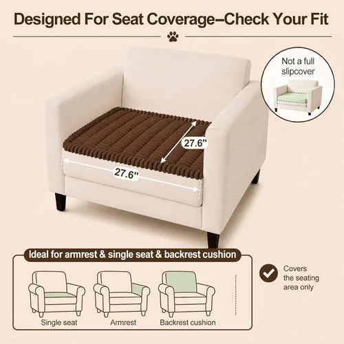 Vista 10 de decorUhome Funda de sofá para perros, funda antideslizante y mullida para sofá, para asiento, respaldo y reposabrazos, protector de sofá suave