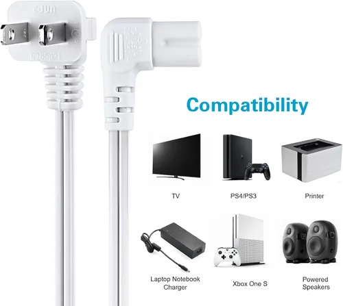 Vista 6 de Cable de alimentación C7 de 1.5 pies para impresora de TV, proyector