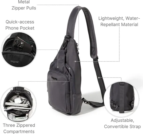 Vista 3 de Bolso de hombro convertible de Baggallini Central Park para mujer, de 12"x7", con correa ajustable
