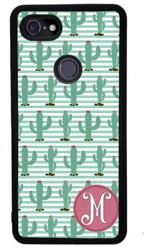 Vista 4 de Desert Cactus Plant - Funda de goma negra con inicial personalizada compatible con Google Pixel 10, 10 Pro, 10 Pro XL, 9a, 9 Pro, Pixel 9, Pixel 9