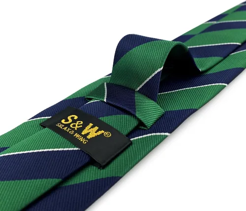 Vista 4 de S&W SHLAX&WING Corbata para hombres Lazos a rayas verde, amarillo y azul para trajes de negocios