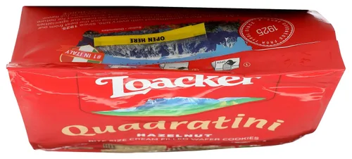 Vista 6 de Loacker Quadratini - Galletas de oblea de avellana – 30% menos de azúcar – Obleas crujientes prémium de tamaño bocado con relleno de crema