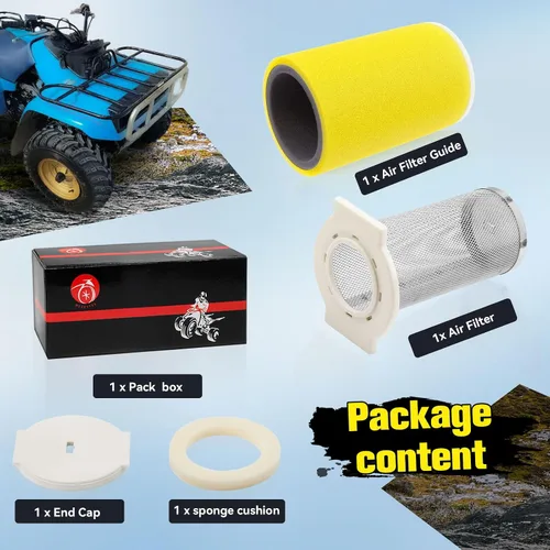 Vista 8 de Kit de filtro de aire, guía y tapa final para Yamaha Big Bear 350 Moto-4 250 350 Timberwolf 250 YFB250 1987-2000 Kodiak 400 YFM400FW 1993-1999