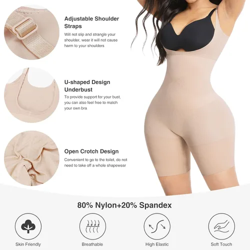 Vista 5 de FeelinGirl Faja moldeadora para mujer, con control de abdomen, sin costuras, con entrepierna abierta