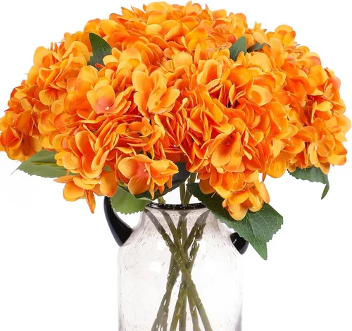 Vista 10 de 5 piezas de flores artificiales falsas, hortensias de seda, 1 arreglos de cabeza de flor, ramos de boda, decoración floral de plástico, centros