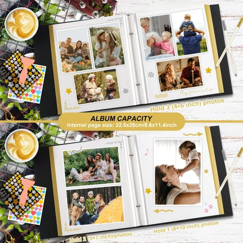 Vista 3 de Lanpn Álbum de Fotos Autoadhesivo Scrapbook 40 Páginas, Álbumes de Fotos de Lino DIY Páginas Magnéticas Adhesivas que contienen 4X6 7x5 A5 Imágenes